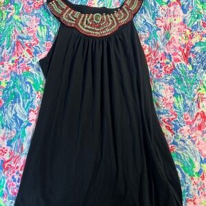 Cato Black Tank Top with Beaded Detail